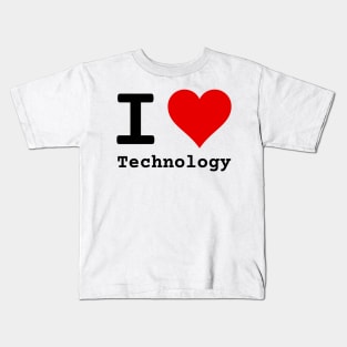 I Love Technology | Stylized Heart Logo Black Kids T-Shirt